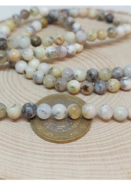 Beyaz Alacalı Opal Taşı Dizi 6mm fiyatları