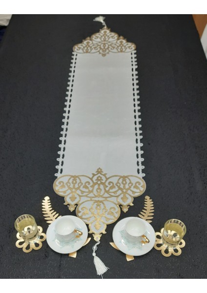 Sehara/runner/masa Ranırı/krem Kadife/gold Deri İŞLEMELİ/120CMX32CM fiyatları
