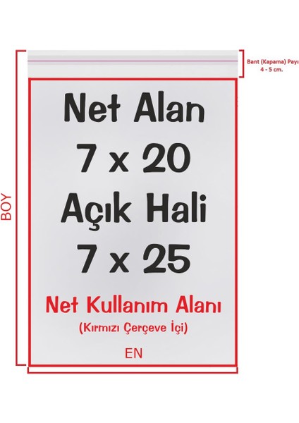 7X20+5 Cm. (7*25) 100 Adet - Şeffaf Bantlı Yapışkanlı Opp Jelatin Poşet