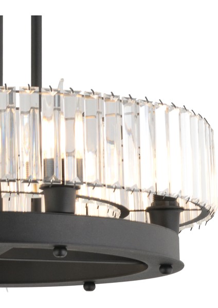 Azalea 6lı Siyah Kristalli Taşlı Modern Tasarım Kristal Büyük Salon Avize