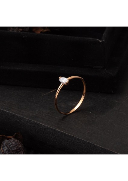 14 Ayar Oval Taşlı Rose Altın Yüzük fırsatları
