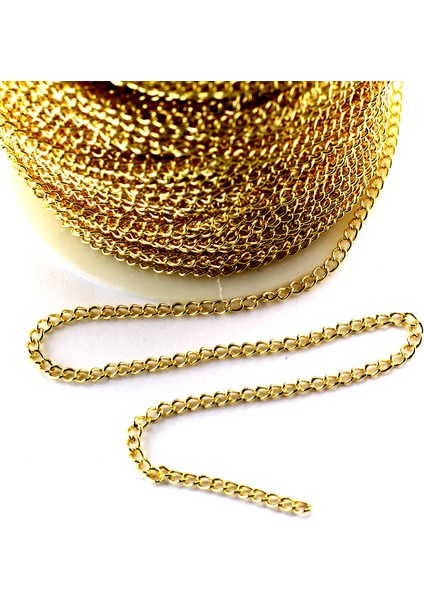 Kolye Takı ve Aksesuar Zinciri Burgulu Lak Kaplama 4 mm (1 Mt) Gold