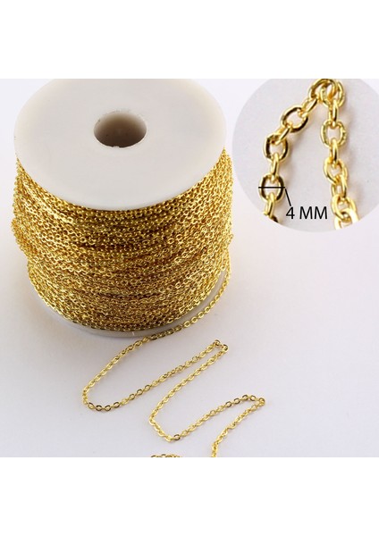 Kolye Takı ve Aksesuar Zinciri Burgulu Lak Kaplama 4 mm (1 Mt) Gold