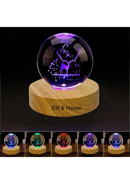 Büyük Boy Işıklı Ahşap Kaideli Geyik Temalı Cam Küre 8cm fiyatları