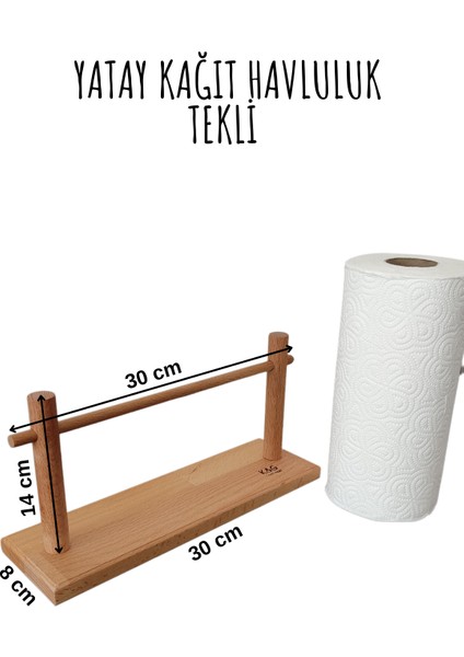 Ahşap Yatay Silindir Havlu Peçetelik Full Kayın Masif Lüx Sağlam Vidasız Montaj