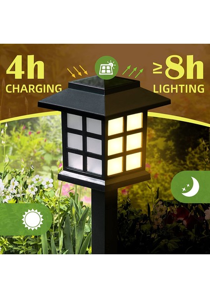 12LI Su Geçirmez Güneş Enerjili Solar Bahçe Lambası Sokak Lambası Tasarımlı Sarı Işıklı