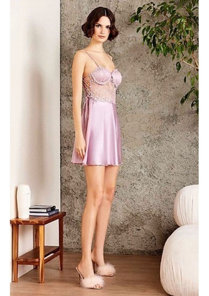 saten Gecelik Sabahlık Pijama Takım Şort Takım 6'lı Gelin Çeyiz Seti 6005 indirimleri