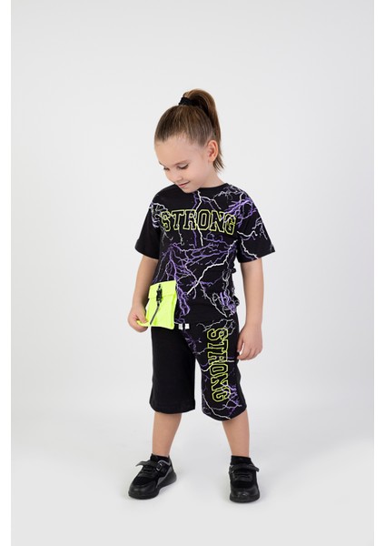 Erkek Çocuk Strong Baskılı Kısa Kollu Şortlu Basic Takım 2-5 Yaş fiyatları