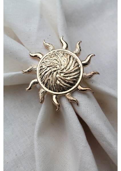 6 Adet Gold Güneş Metal Peçete Halkası - Napkin Ring