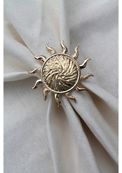 6 Adet Gold Güneş Metal Peçete Halkası - Napkin Ring modelleri