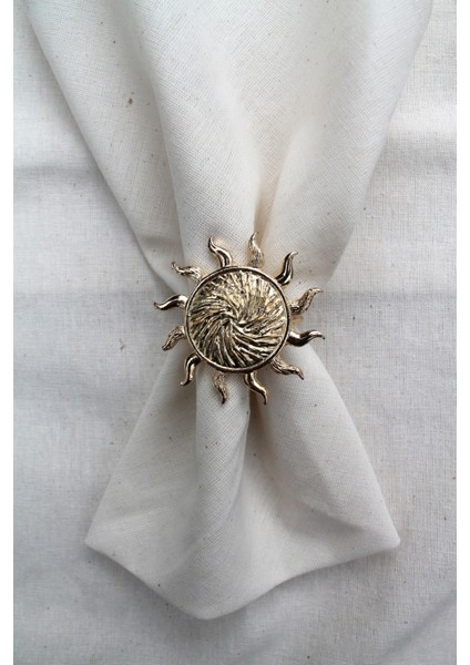 6 Adet Gold Güneş Metal Peçete Halkası - Napkin Ring fırsatları
