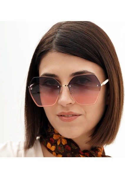 Babafiyatlar Sylvie Gri Pembe Kristal Kadın Güneş Gözlüğü