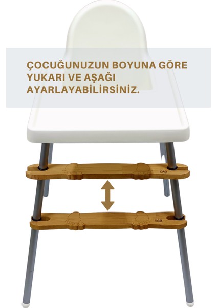 K&G Foot Rest Ahşap Mama Sandalyesi Ayak Koyma Desteği, Ikea Antilop, E Bebek Baby Plus (Star) Faros Orzo