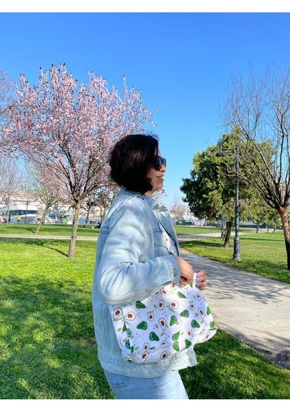 Avokado Desenli Bez Çanta