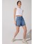 Stella Regular Fit Normal Kesim Yükek Bel Mavi Esnek Jean Kot Şort 2