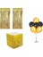 Metalize Gold Masa Püskülü Arka Fon Püskülü ve Gold Siyah Balon Standı 1