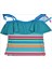Adasea Pelerin Mavi Renkli Çizgi Detaylı Kız Çocuk Mayosu 3