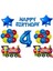 Mavi Happy Bırthday Yıldız Rakam Tren Folyo Balon Seti Yaş 4 1