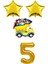 Gold Yıldız Happy Bırthday Yazılı Folyo Araba Rakam Balon Seti Yaş 5 1