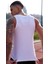 Erkek Beyaz Fitilli Halter Yaka Askılı Sporcu Likralı Tank Top Kaşkorse Atlet 5