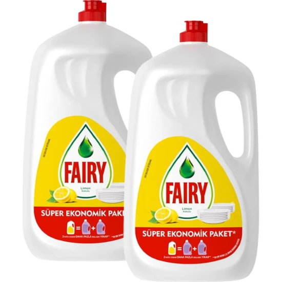 Fairy Limon Kokulu Süper Ekonomik Paket Sıvı Bulaşık Deterjanı 2600 ml, 2 Adet