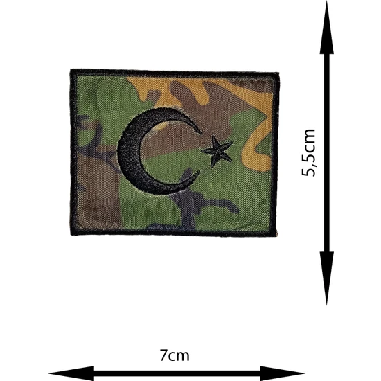 REMSA Remsatic Ütü Ile Yapışan Arma - Patch -  Kamuflaj Desenli Bayrak Modeli (7cm x 5,5cm)