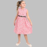 Ronnai Kids Yeni Model Çiçek Desenli Pembe Renk Elbise