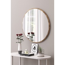 Olcay Aksesuar Ceviz Dekoratif 45CM Yuvarlak Ayna Antre Hol Koridor Duvar Aynası Salon Mutfak Banyo Wc Ofis Aynası