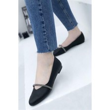 Cihan Shoes Taşlı Günlük Rahat Kadın Babet Ayakkabı Siyah