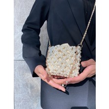 Savoir - Mini Lily Beyaz Inci Boncuk Çanta