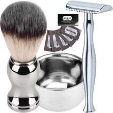 Qualis Shave S5 Full Metal Manuel Tıraş Makinesi + F10 Tıraş Fırça + Kase + 5 Adet Platinum Jilet