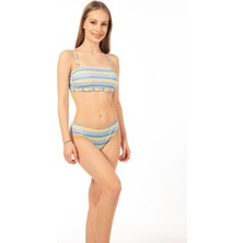Estiva Kadın Çizgi Desenli Straplez Ip Askılı Bikini Takımı