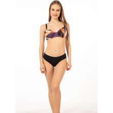 Estiva Kadın Üstü Desenli Toparlayıcı Balenli Bikini Takımı - Mor