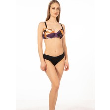 Estiva Kadın Üstü Desenli Toparlayıcı Balenli Bikini Takımı - Mor