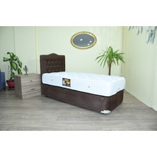 Bengi Ticaret Baza Taytüy Kahverenk Model Silin Kapiton Başlık Metal Fırın Boya Ort Pamuk Yatak 90*190CM Elyapım