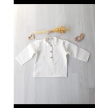 İkoko Kids Beyaz Erkek Çocuk Gömlek Uzun Kol Pamuklu Organik Kumaşla Tasarlandı