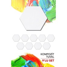 30X35 cm Pres Kompozit Altıgen Tuval 9'lu Set