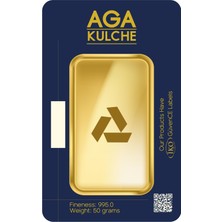 AgaKulche 50 Gram Altın 24 Ayar Külçe Altın