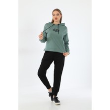 Westbound Kalp Desenli Günlük  Sweat Jogger Kadın Spor Takım - Mint
