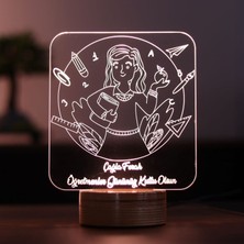 By Lamp Öğretmenler Gününe Özel LED Masa Lambası Ahşap Taban 7 Farklı Işık Renkli