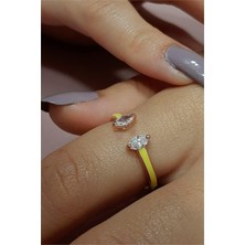 Pier Gümüş Sarı Mineli Gümüş Yüzük