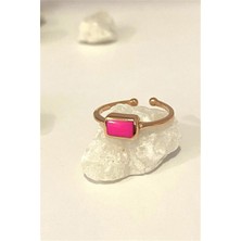 Pier Gümüş Pembe Mineli Gümüş Yüzük