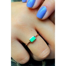 Pier Gümüş Yeşil Mineli Gümüş Yüzük