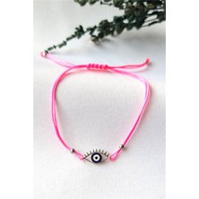 Pier Gümüş Pembe Ipli Gümüş Göz Bileklik