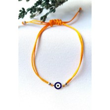 Pier Gümüş Turuncu Ipli Nazarlı Gümüş Bileklik