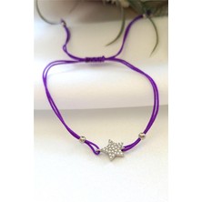 Pier Gümüş Mor Ipli Gümüş Yıldız Bileklik