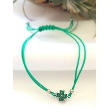 Pier Gümüş Yeşil Taşlı Gümüş Yonca Bileklik