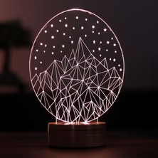 By Lamp Kristal Buzdağı LED Masa Lambası Ahşap Taban 7 Farklı Işık Renkli