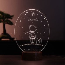 By Lamp Küçük Prens Le Petit Prince Lamba Ahşap Taban 7 Farklı Işık Renkli