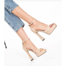 Çiğdem Kundura Çiğdem Krem Platform Topuk Abiye Ayakkabı (T1A) - Krem - 39 - ST02179-KREM-39